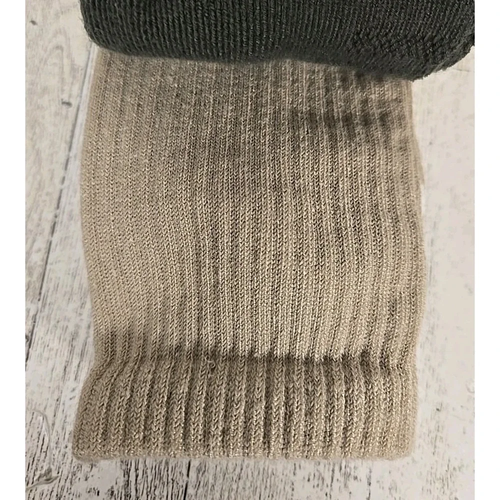 Crew Socks LARGE Unisex Arch Support 3pk Cushioned Green Tan White Lot of 2